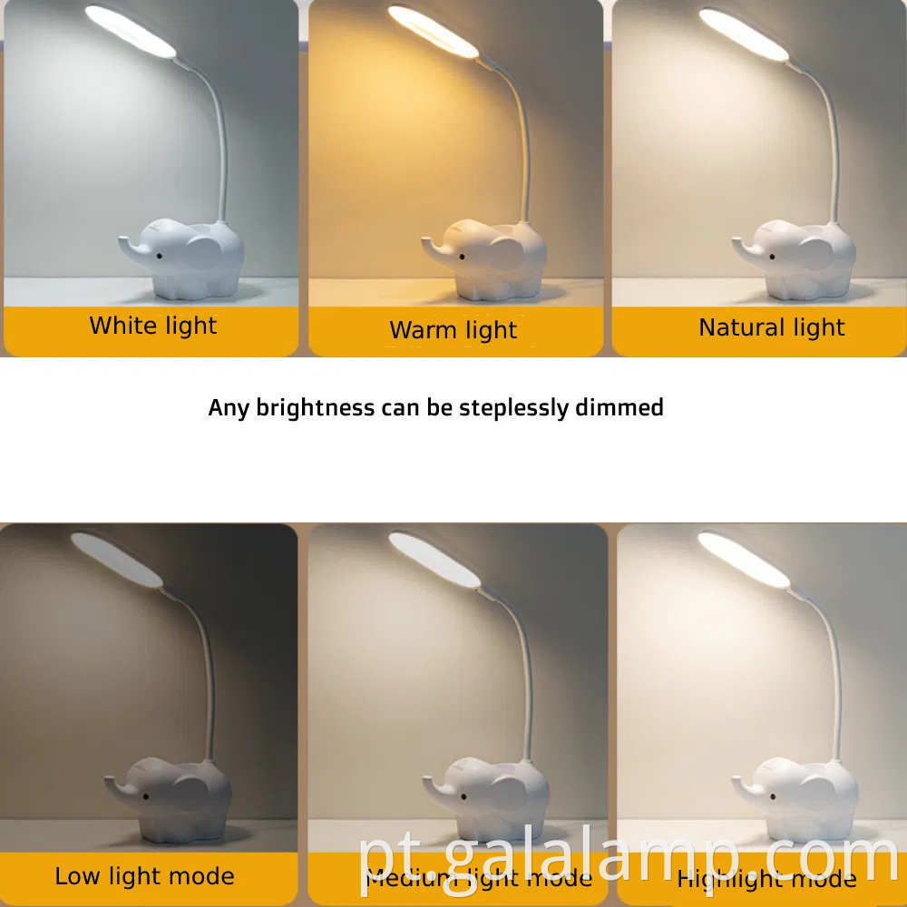 Luminária de mesa de elefante criativo com temperatura de cor ajustável